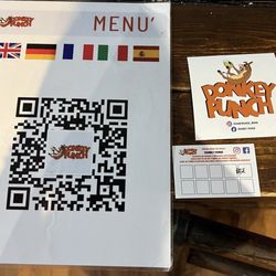 Donkey Punch - QR code menu, sticker, and stamp card