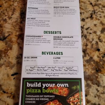 Marco's Pizza - Back of Menu with Calzones, Desserts and Pepsi Beverages at Marco's Pizza. 1/5/2024 - Pizza Near Me - Shelby Township, Michigan Marco's Pizza - Back of Menu with Calzones, Desserts and Pepsi Beverages at Marco's Pizza. 1/5/2024 - Pizza Near Me - Shelby Township, Michigan