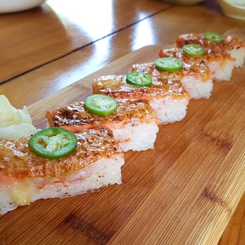 Green Leaf Sushi - Aburi Salmon Oshi Sushi - Sushi Bars Near Me - Vancouver, British Columbia