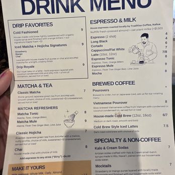 Drip Studio - Menu March 2026 - Coffee & Tea Near Me - Honolulu, Hawaii
