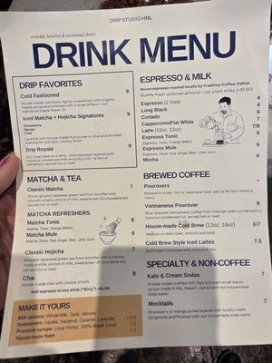 Menu photo 3 Drip Studio Honolulu, HI