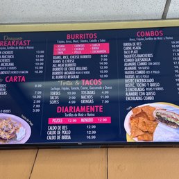 More recent menu 2023