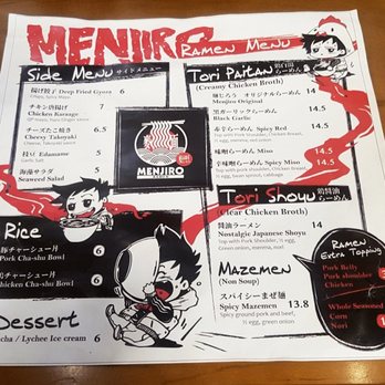 Menjiro Ramen - Menu - Ramen Near Me - Edmonton, Alberta