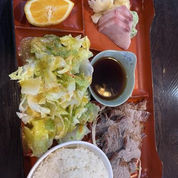 Sun Kitchen Asian Bistro - Bento with Sashimi and Beef Teriyaki - Sushi Bars Near Me - Brentwood, California Sun Kitchen Asian Bistro - Bento with Sashimi and Beef Teriyaki - Sushi Bars Near Me - Brentwood, California