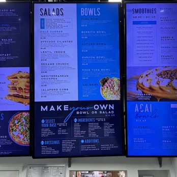 Flyfuel Food - Menu board - Acai Bowls Near Me - Aventura, Florida