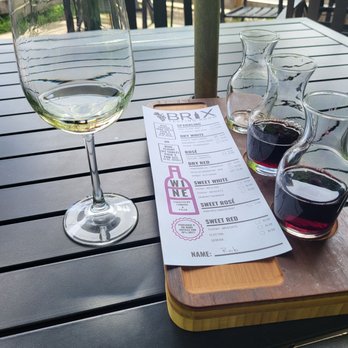 Brix Tasting Room - wine glasses and menu - Wine Tasting Room Near Me - Michigan City, Indiana
