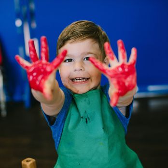 Refinery Preschool - Finger-painting mess is our favorite! - Preschools Near Me - Brea, California