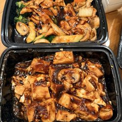 Ms. Lin Chinese Cuisine - Top: chicken with mixed vegetables  Bottom: mapo tofu