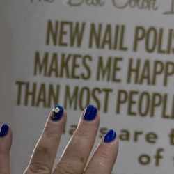 Desert Nail Spa - Wicked blue color and I brought stickers to add for Easter!