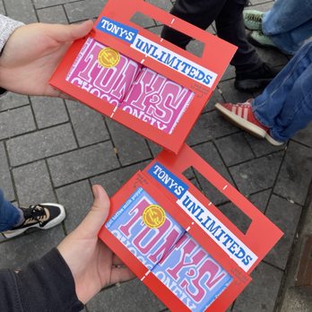 Tony’s Chocolonely Chocolate Bar - Custom chocolate bars - Tea Rooms Near Me - Amsterdam, New Hampshire