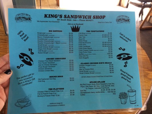 Menu photo 5 King's Sandwich Shop Iola, KS