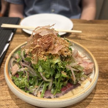 Kiraku - (Daily Menu) Hamachi & Mizo Tako Carpaccio Salad - Tapas/Small Plates Near Me - Berkeley, California