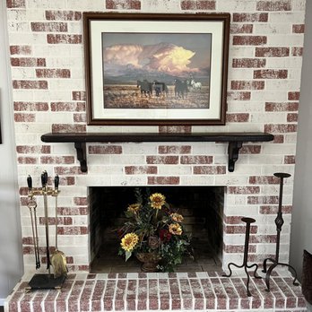 J&R Sanchez Painting - Brick fireplace beautifully transformed using Romabio's Lime Wash for brick, sourced from Northern Italy. - Painters Near Me J&R Sanchez Painting - Brick fireplace beautifully transformed using Romabio's Lime Wash for brick, sourced from Northern Italy. - Painters Near Me