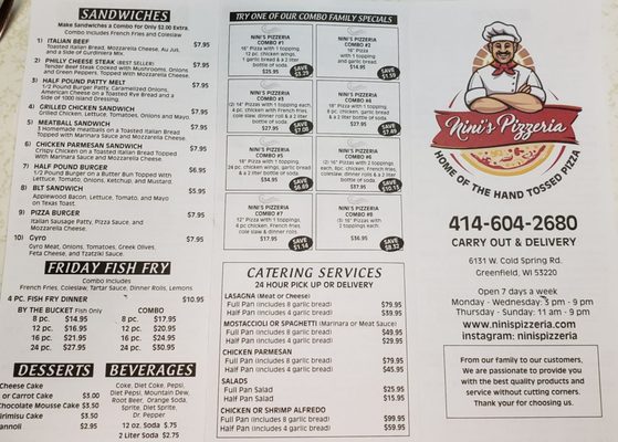Menu photo 2 Nini's Pizzeria Greenfield, WI