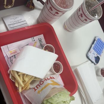 In-N-Out Burger - Regular fries and a protein style double-double with grilled onions - Burgers Near Me - Phoenix, Arizona In-N-Out Burger - Regular fries and a protein style double-double with grilled onions - Burgers Near Me - Phoenix, Arizona