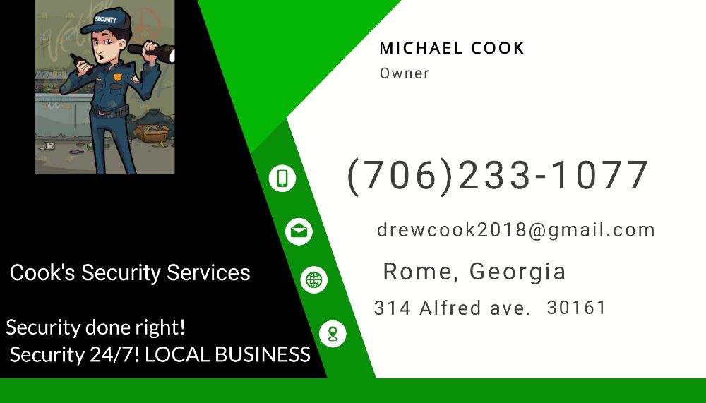 COOK’S SECURITY SERVICES Updated August 2024 314 Alfred Ave, Rome