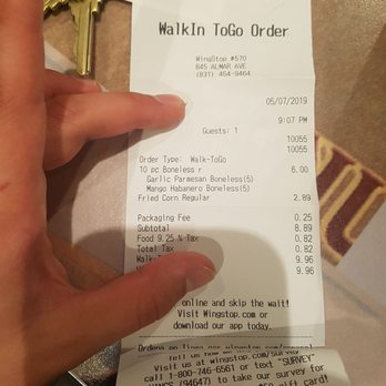 Wingstop - Package fee :( - Chicken Wings Near Me - Santa Cruz, California Wingstop - Package fee :( - Chicken Wings Near Me - Santa Cruz, California