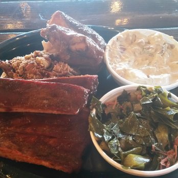 BBQ Pete's - 3 meat combo, chicken, pork and ribs. For the sides loaded potato salad and collard greens about 20 bucksm - Barbeque Near Me - Kent, Washington BBQ Pete's - 3 meat combo, chicken, pork and ribs. For the sides loaded potato salad and collard greens about 20 bucksm - Barbeque Near Me - Kent, Washington