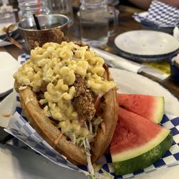 Mac n cheese Fried Chicken Sandwich* Mac n cheese Fried Chicken Sandwich*