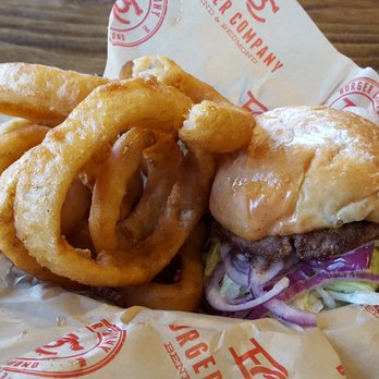 Bend Burger - A "Mini" burger on a fresh homemade bun and O! M! G! LOOK AT THOSE ONION RINGS!!! - Burgers Near Me - Bend, Oregon Bend Burger - A "Mini" burger on a fresh homemade bun and O! M! G! LOOK AT THOSE ONION RINGS!!! - Burgers Near Me - Bend, Oregon