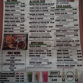 Taqueria El Azteca - English Menu as of 12/23/25 - Mexican Near Me - Wildwood, New Jersey Taqueria El Azteca - English Menu as of 12/23/25 - Mexican Near Me - Wildwood, New Jersey