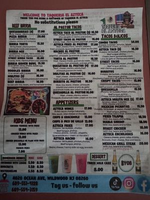 Menu photo 2 Taqueria El Azteca Wildwood, NJ Menu photo 2 Taqueria El Azteca Wildwood, NJ