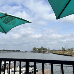 Our seating by Lake Conroe at Monty's Lighthouse.