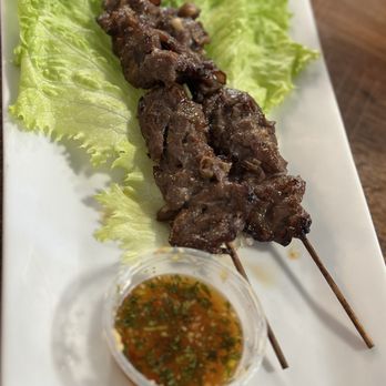 Snackboxe Bistro - Lemon grass beef skewers - Laotian Near Me - Duluth, Georgia