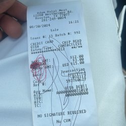 Adam Halal Grill - I bought Goat Biryani and they gave a receipt like this they scratched at the item place and let show only the price is this right way