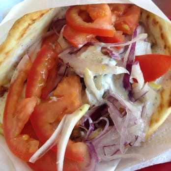 Cafe Rumi - Beef/lamb gyro with yogurt sauce. Warm and pillowy pita. - Mediterranean Near Me - Castro Valley, California