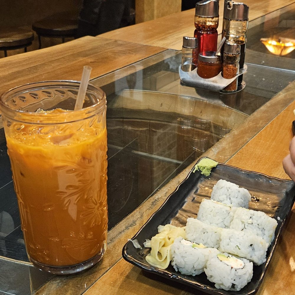 California Roll and Thai tea