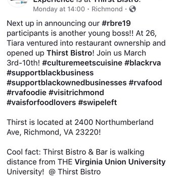 Thirst Bistro & Bar - Thirst Bistro was featured on Richmond Black Restaraunt Experience - Seafood Near Me - Richmond, Virginia Thirst Bistro & Bar - Thirst Bistro was featured on Richmond Black Restaraunt Experience - Seafood Near Me - Richmond, Virginia