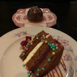 Desserts. Chocolate and Peanut butter bomb and gingerbread cake.