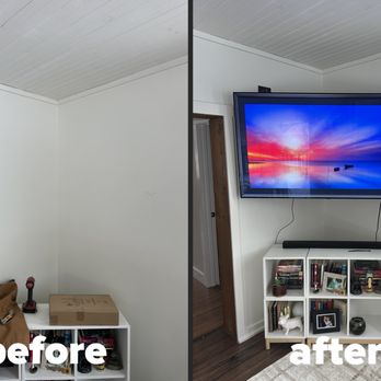 Ratz Pro Handyman Services - The installation of a TV and a corner wall mount was completed. - Handyman Near Me Ratz Pro Handyman Services - The installation of a TV and a corner wall mount was completed. - Handyman Near Me