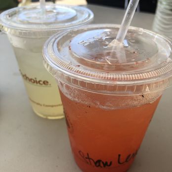 Andy's Fresh Pressed Lemonade - Strawberry Classic Lemonade (front) and Classic Lemonade (back) - Fruits & Veggies Near Me - Kahului, Hawaii Andy's Fresh Pressed Lemonade - Strawberry Classic Lemonade (front) and Classic Lemonade (back) - Fruits & Veggies Near Me - Kahului, Hawaii