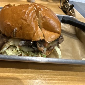 Kowbell Burger - Holy Shitake burger and parm truffle fries - Burgers Near Me - Katy, Texas