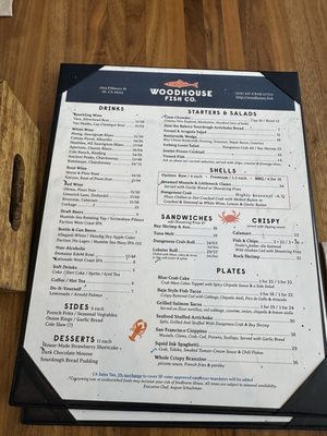 Menu photo 1 Woodhouse Fish San Francisco, CA Menu photo 1 Woodhouse Fish San Francisco, CA