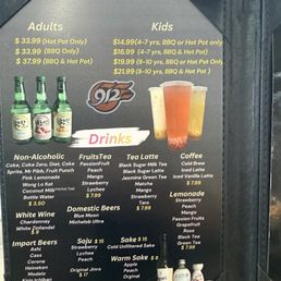 Drink menu Drink menu