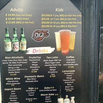 912 Korean BBQ & Hotpot - Drink menu - Hot Pot Near Me - Pooler, Georgia 912 Korean BBQ & Hotpot - Drink menu - Hot Pot Near Me - Pooler, Georgia