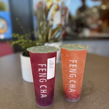 Feng Cha Tea House - two drinks on a table - Bubble Tea Near Me - San Jose, California Feng Cha Tea House - two drinks on a table - Bubble Tea Near Me - San Jose, California