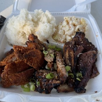 Shoyu Sugar - Red Rocks Special with Katsu instead of KFC, plus Chicken teriyaki and kalbi - Hawaiian Near Me - Austin, Texas Shoyu Sugar - Red Rocks Special with Katsu instead of KFC, plus Chicken teriyaki and kalbi - Hawaiian Near Me - Austin, Texas