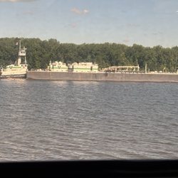 Hudson Amtrak Station - Barge on the Hudson