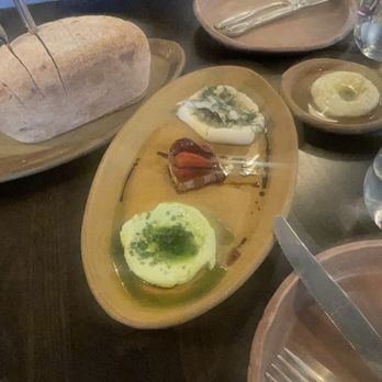 Esther's Kitchen - Hu Housemade Sourdough Levain Bread with Butter tapenade & garlic hummus - Italian Near Me - Las Vegas, Nevada