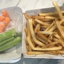 Buffalo Wild Wings - BWW fries and celery and carrots.