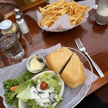 Nepenthe - Ambrosia burger and basket of fries - New American Near Me - Big Sur, California Nepenthe - Ambrosia burger and basket of fries - New American Near Me - Big Sur, California