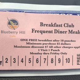 Frequent Diner Meals Punch Card. But 10 meals, get one free.