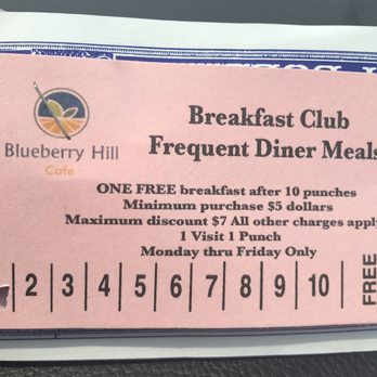 Berry Hill Cafe - Frequent Diner Meals Punch Card. But 10 meals, get one free. - Breakfast & Brunch Near Me - Midlothian, Illinois