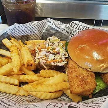 Tin Fish - The Sunrise Special, fried tilapia sandwich with tartar sauce, sweet house made slaw, fries, and a small soft drink. - New American Near Me - Sunrise, Florida
