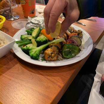 Chicken Maison - Salmon Kebab and Vegetable Kebab - Mediterranean Near Me - Redondo Beach, California Chicken Maison - Salmon Kebab and Vegetable Kebab - Mediterranean Near Me - Redondo Beach, California