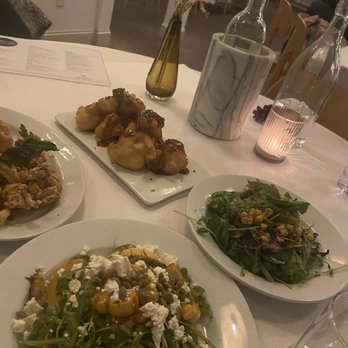 Ellen’s on Front - Pea Leaves & Crispy Quinoa Salad, Rhode Island style Calamari, Arugula & squash salad, Jennie's general cauliflower. - New American Near Me - Greenport, New York Ellen’s on Front - Pea Leaves & Crispy Quinoa Salad, Rhode Island style Calamari, Arugula & squash salad, Jennie's general cauliflower. - New American Near Me - Greenport, New York